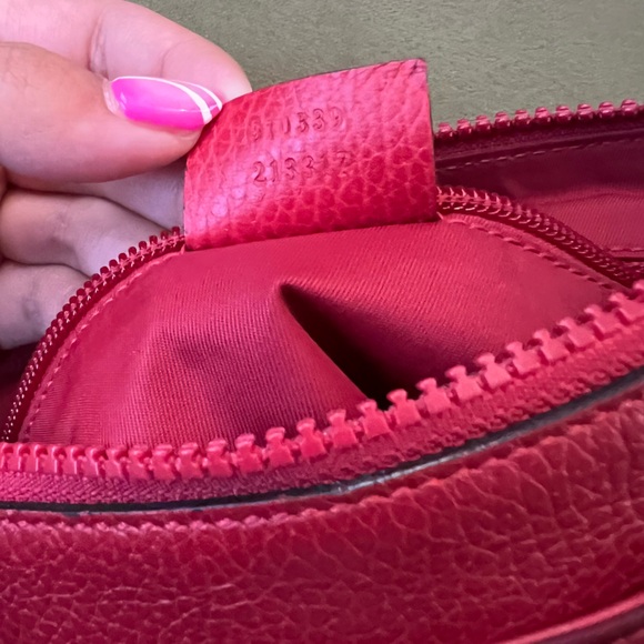 Gucci GG Red Nylon Crossbody Bag Monogram Dollar Calfskin - Picture 9 of 9